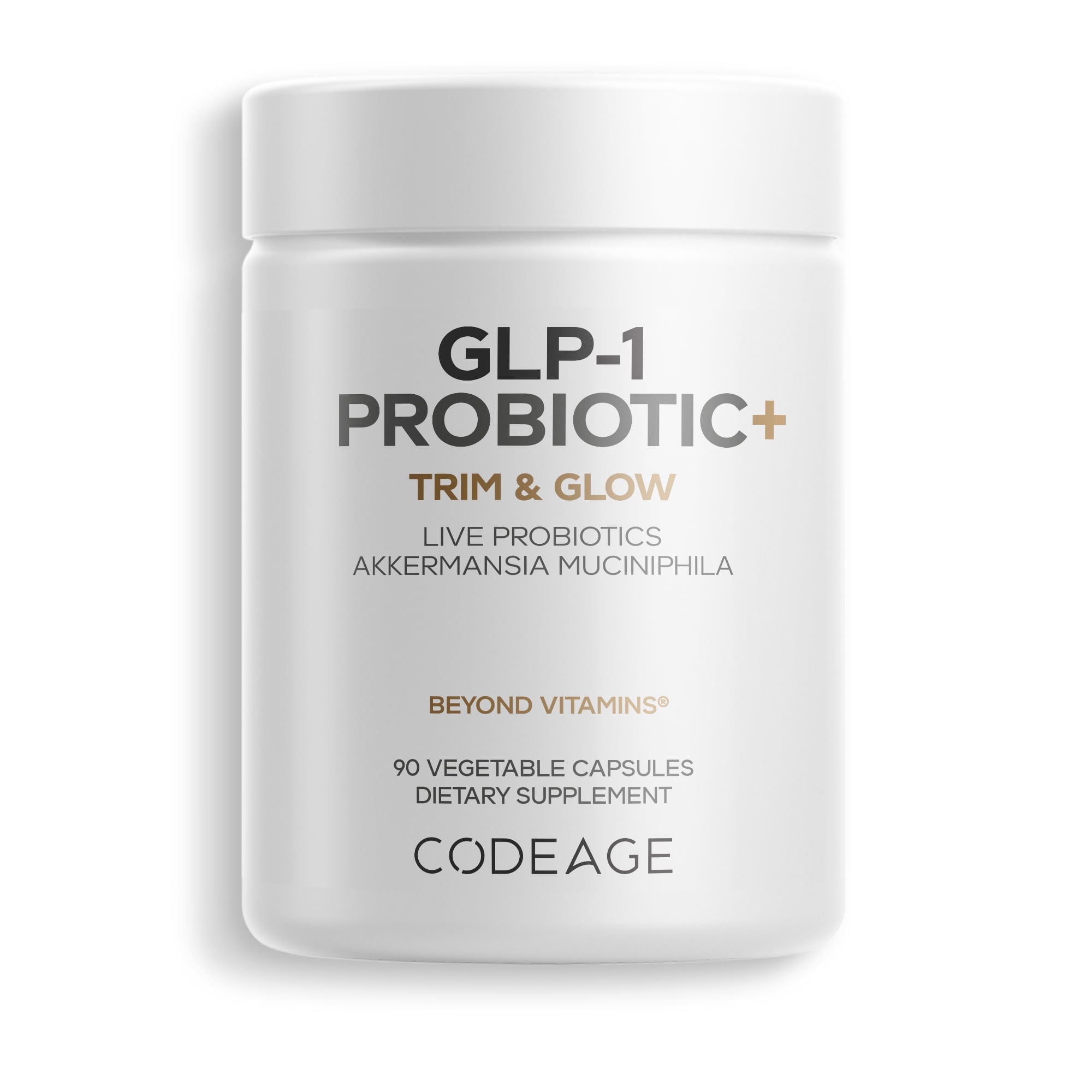 Codeage GLP-1 Probiotic+ - Live Probiotics Akkermansia, Clostridium, Bifidobacterium, Chicory Inulin Probiotic, Prebiotics & Postbiotics Supplement - 500 Million AFU, 3-Month Supply - 90 Capsules