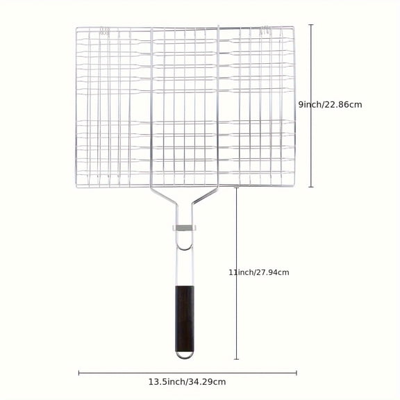 Portable Stainless Steel BBQ Grill Basket - Multiple Sizes, Foldable Durable with Easy-Flip Design, Ideal for Chicken/Steak/Seafood/Vegetables/Skewers, Perfect Dad Gift for Outdoor Camping Grilling