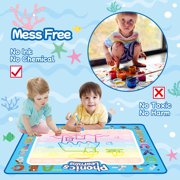 Casrra Doodle Drawing Mat, Large Aqua Magic Water Mat, Reusable Writing Pad & Educational Learning Toy Gift for Kids 3-6 Years Old