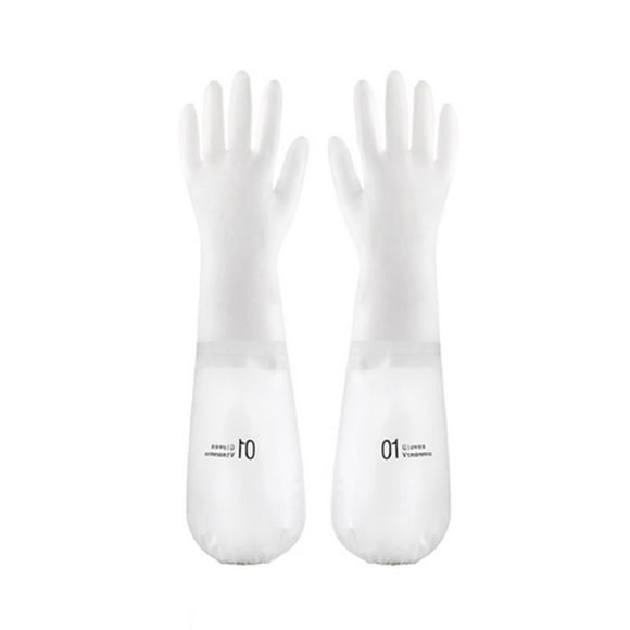 Rubber Gloves for Dishwashing, Rubber Latexs Waterproof Dishwashing Gloves 2 Pair Medium Long Cuff Flock Lining Household Cleaning Gloves and Embossed Palm Gloves for Laundry Gardening