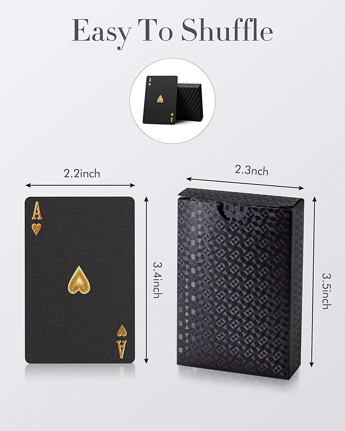  BIERDORF Diamond Waterproof Black Playing Cards, Poker Cards,  HD, Deck of Cards (Black) : Toys & Games