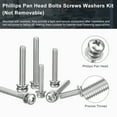 thumbnail image 3 of M5 x 50mm 304 Stainless Steel Phillips Pan Head Machine Screws Bolts Combine with Spring Washer and Plain Washers 10Pack, 3 of 6