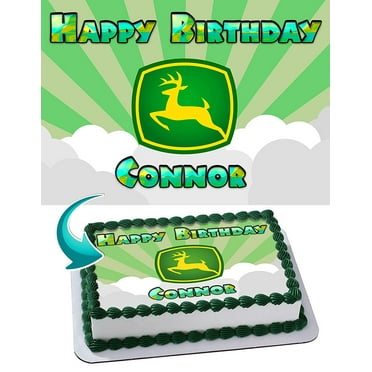 John Deere Edible Cake Image Topper Personalized Birthday Party 1/4 Sheet