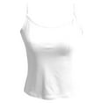 thumbnail image 4 of MIXUE Tank Top for Women Summer Solid Color Square Neck Spaghetti Strap Double Lined Sleeveless Crop Sexy Camisole Vest Outwear,White,L, 4 of 5
