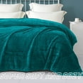 thumbnail image 5 of Exclusivo Mezcla Queen Size Flannel Fleece Blanket, 90"x90" Soft Jacquard Weave Leaves Pattern Velvet Plush Bed Blanket, Teal, 5 of 8