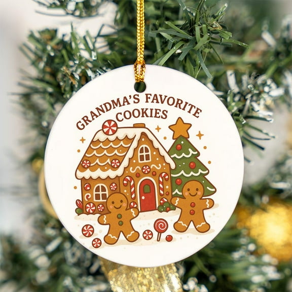 ViciArt Grandma’s Favorite Cookies Ceramic Ornament – Gingerbread House Christmas Tree Decor