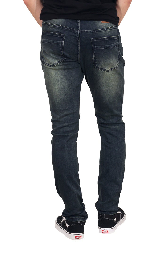 M SOCIETY Skinny Fit Rip and Tear Jeans with Self-Fabric Backing