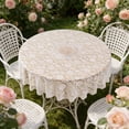 thumbnail image 6 of HuiXinOu 72.8in White Lace Tablecloth Round Table Cover with Non Slip Backing, Embroidered Sheer Fabric for Home Restaurant Cafe Dining Decor, 6 of 6