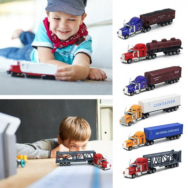 Container Truck, 1:65 Alloy Shell Vivid Container Tractor Trailer Model Toy  for Kids Boys Girls Children