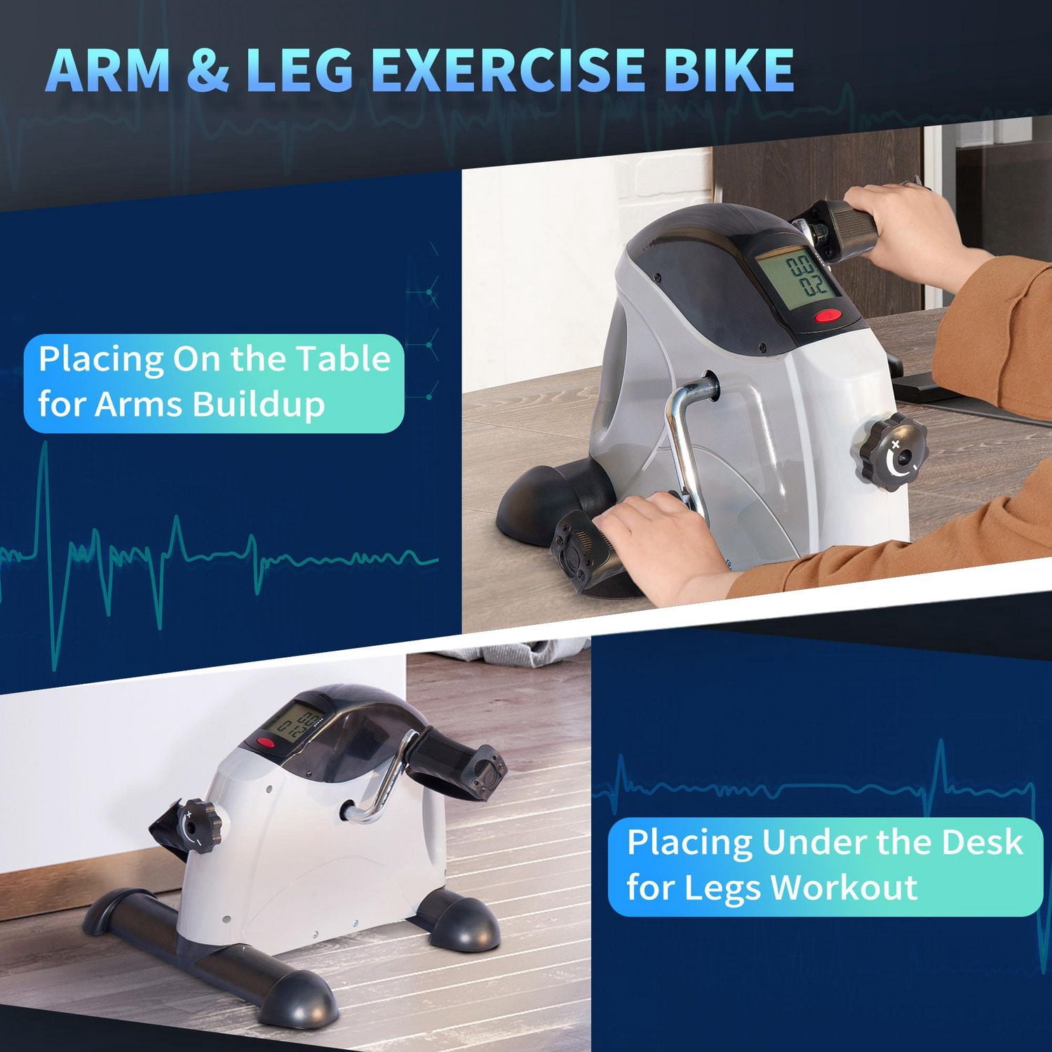 Portable Mini Pedal Cycling Exerciser Stationary Bike Indoor Fitness LCD Display