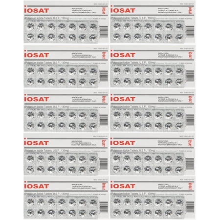 iOSAT Potassium Iodide Tablets, 130 mg – 10 Packs (14 Tablets Each) | Exp 2032 | Radiation Emergency Thyroid Protection