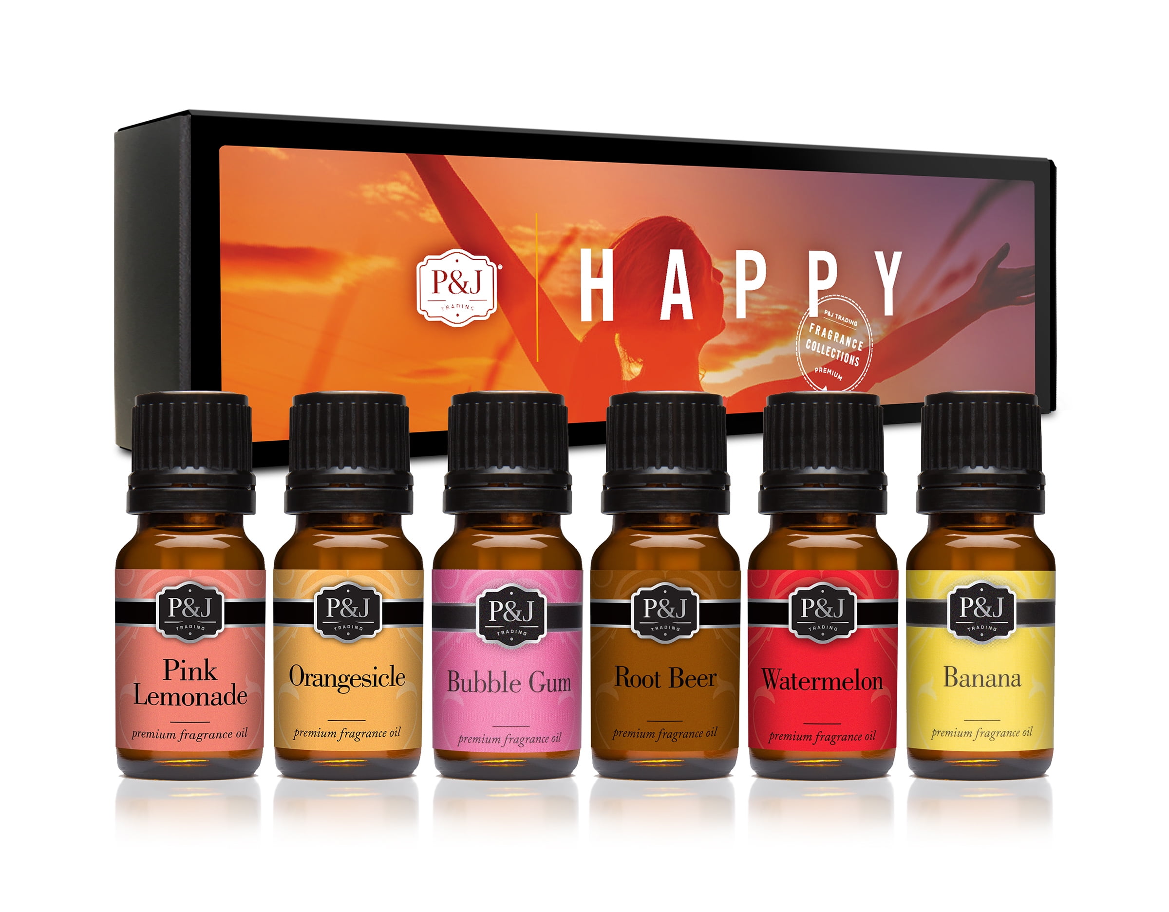 P&J Fragrance Oil Happy Set of 6 Scented Oil for Soap Making, Diffusers, Candle Making
