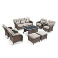 thumbnail image 2 of PARKWELL 8 Pieces Patio Furniture Set, Outdoor 9-Seat Wicker Conversation Sofa Set with Rattan Swivel Chairs, Ottoman, Coffee Table and 5" Thick Cushion for Porch Deck, Brown/Beige, 2 of 11