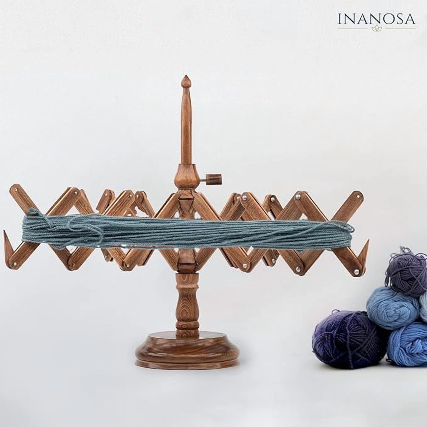 Inanosa Wooden Table Top Yarn Swift - Wooden Crocheting and Knitting Craft Accessories - Best Gift from Craft Supplies for Crochet Lovers - Antique Beechwood (Swift)