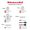 thumbnail image 5 of KitchenAid Stainless Steel 10 Piece Pots and Pans Set, Brushed Stainless Steel, 5 of 9