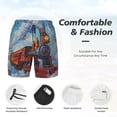 thumbnail image 3 of Yiaed Cartoon Train Hot Air Balloon Print Mens Swim Trunks Bathing Suit Compression Liner Beach Swim Shorts Swimwear Quick Dry Zipper Pocket No-Chafing Board Short-Large, 3 of 6