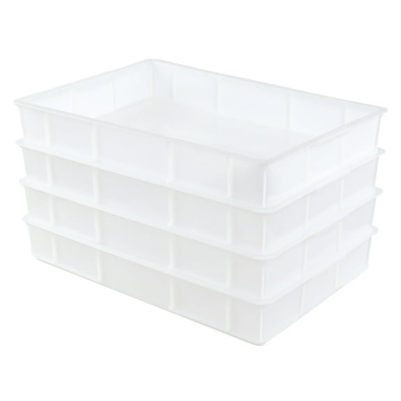 Dehouse 4 Packs Dough Proofing Box, White Commercial Stackable Pizza Proofing Dough Box, 23.74" x 16.34" x 3.86"