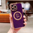 thumbnail image 5 of for iPhone 15 ProMax Case Compatible with MagSafe Cute Rose Flower Magnetic Phone Case for Women Luxury Plating Camera Lens Cover Soft Silicone Shockproof 15 Pro Max Case 6.7" (Deep Purple), 5 of 10