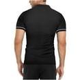 thumbnail image 3 of safuny Men's Cotton Tops Clothing Fashion Summer Button Leisure Short Sleeve Shirts Holiday V Neck Pullover Solid Tees Black L, 3 of 4