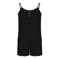 thumbnail image 5 of QATAINLAV Ofertas de Hoy en Liquidación! Women Summer Camisole Pajama Sets Casual Ribbed Knit Button Up Sleeveless Tanks Tops Matching Sleepwear Shorts 2 Piece Lounge Outfits Black S, 5 of 8