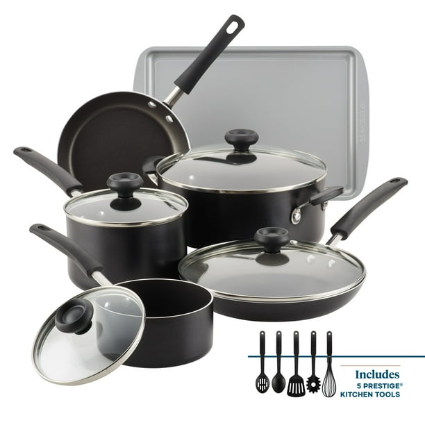 Farberware 15Piece Easy Clean Aluminum Nonstick Pots and Pans Set