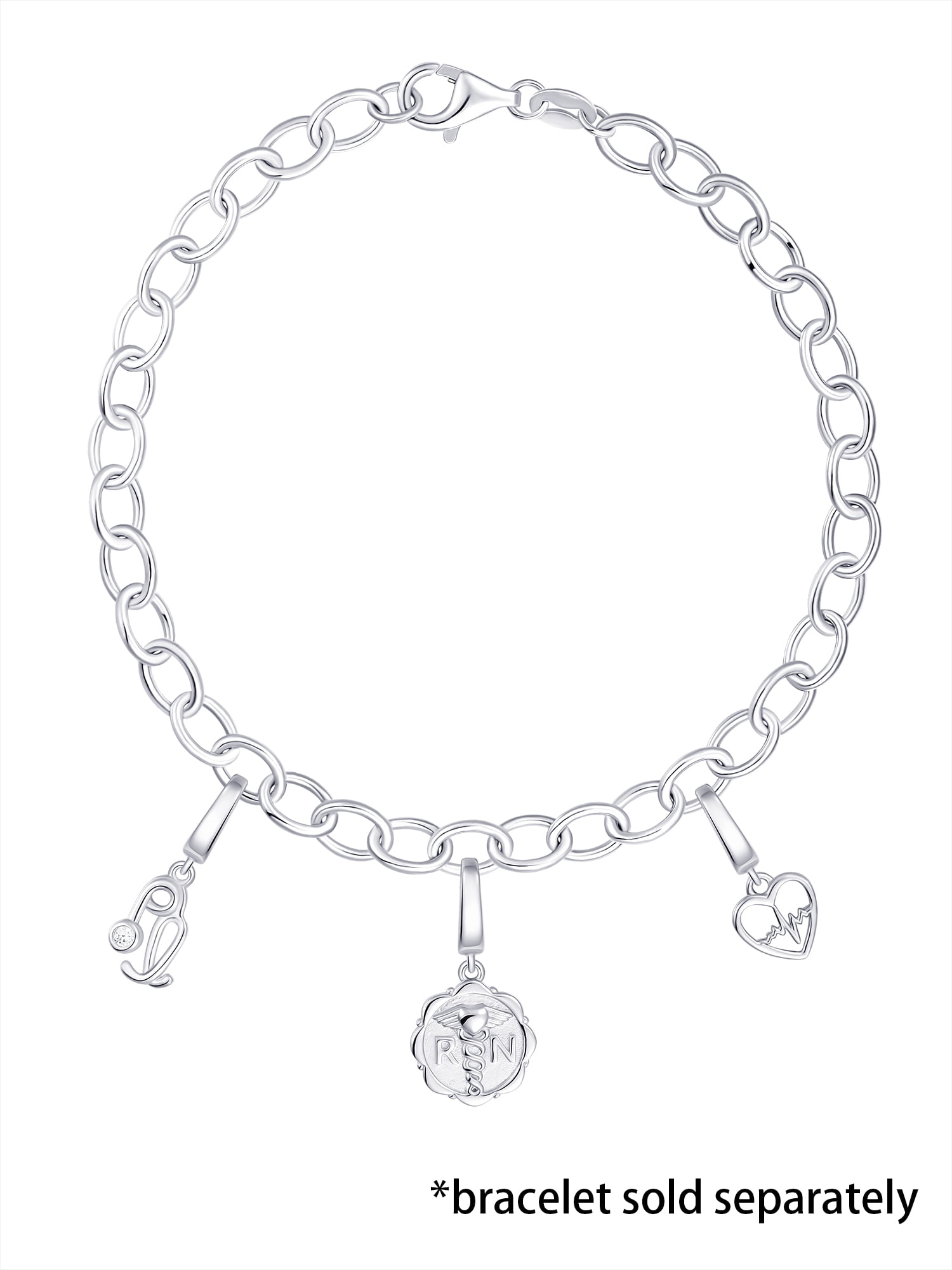 Brilliance Fine Jewelry Simulated Diamonds Nurse Charm Set in Sterling Silver