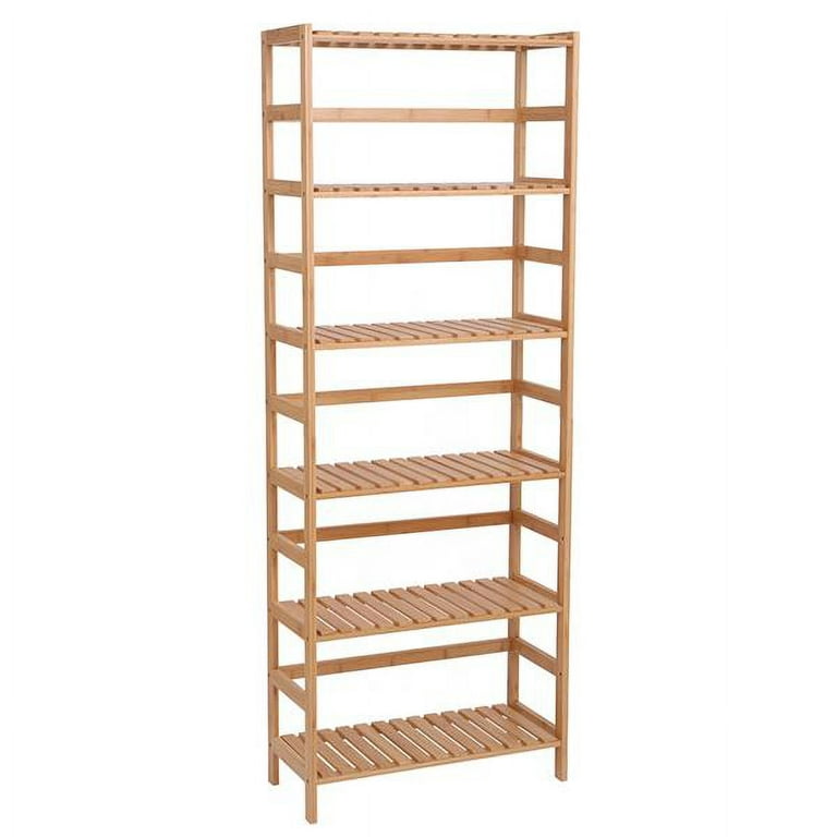 6-Tier Bamboo Adjustable 63.4” Tall Bookcase Book Shelf Organizer, Free  Standing Storage Shelving Unit For Living Room, Kitchen, Bedroom, Bathroom