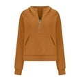 thumbnail image 5 of IROINNID Hoodie for Women Solid Casual Pullover Loose Fit Long Sleeve Fall Basic Tops with Zipper Pocket,Orange, 5 of 6