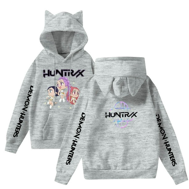 Pop cazadora para niña Hooded Sweatshirt Women's Cat Ear Hoodie ,Soft Streetwear Pullover ,Cute Long Sleeve Tops for Fall Winter (Light Gray)