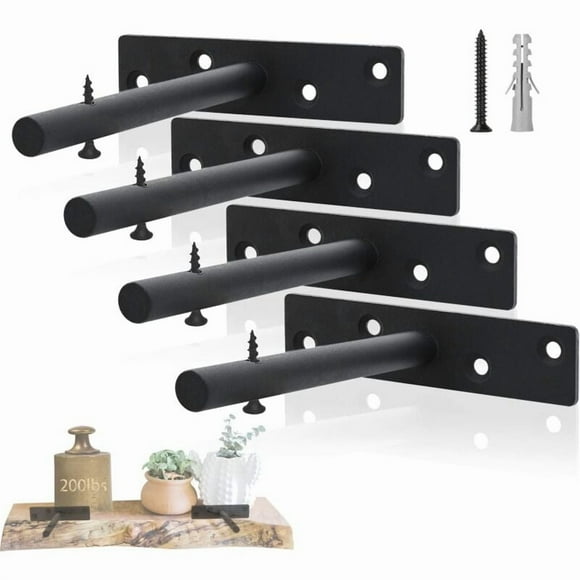 équerre étagère Invisible, Support Etagere en Fer, Fixation Etagere Murale Equerre Charge Lourde - 4 Pièces