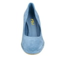 thumbnail image 3 of FSJ Women Charming Braided Espadrille Wedge Mid Heel Pumps Round Closed Toe Slip On Casual Office Party Formal Shoes Size 8 Blue, 3 of 4
