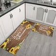 thumbnail image 3 of 2 Piece Brown Wood Sunflower Flowers Rug Kitchen Rug Set, Decor Kitchen Rugs, Absorbent Non-Slip Washable Floor Mats, Home Indoor Runner Rugs 17"x47"+17"x30", 3 of 7