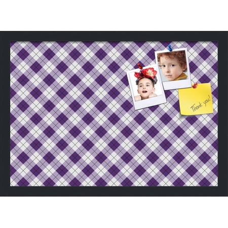 PinPix 20x14 Custom Cork Bulletin Board Argyle Purple Poster Board Has a Fabric Style Canvas Finish Framed in Argyle Purple by ArtToFrames (PinPix-633)