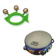 Hohner Kids Green Fish Animal Jingle Bells Deluxe w/Remo Rhythm Club Kids Tambourine