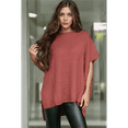 thumbnail image 6 of Women'S Loose Dropped Shoulder Short Sleeve Pullover Sweater Coral XL, 6 of 7