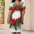 thumbnail image 4 of Christmas Wreath Red Floral Arrangement Loose Pocket Dress Dresses Summer Summer Dresses for Women, 4 of 9