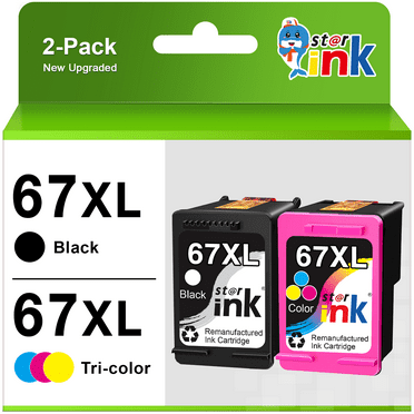 67XL Ink for HP Printer Ink 67 XL 67XL Ink Cartridges for DeskJet 2700 2700e 2755e 2755 4155e 4155 Envy 6055e 6455e 6400 6055 6075 Envy Pro 6452 6458 6475 (Black, Tri-Color)