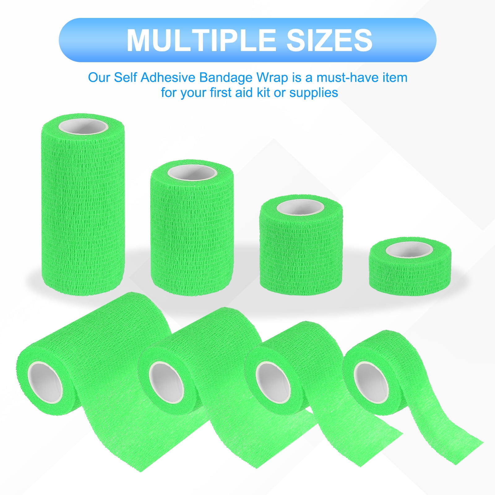 Uxcell Self Adhesive Bandage Wraps, Yard Elastic Self Breathable Self Adherent Wrap Tape for Stretch Athletic Sports Bright Green