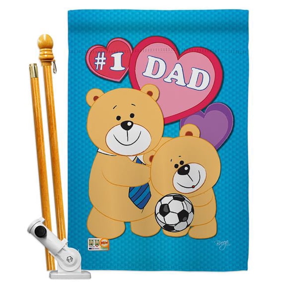 Breeze Decor BD-FD-HS-115036-IP-BO-D-US04-BD 28 x 40 in. Love Dad Summer Fathers Day Impressions Decorative Vertical Double Sided House Flag Set with Pole Bracket & Hardware