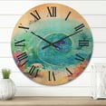 thumbnail image 2 of Designart 'Coral Reef Fishes With Turquoise Ocean Spiral' Nautical & Coastal Wood Wall Clock, 2 of 5