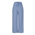 thumbnail image 5 of ClodeEU Women's High Waist Wide Leg Y2K Striped Pants with Drawstring, Long Trousers with Pocket Blue,Womens Plus M, 5 of 6