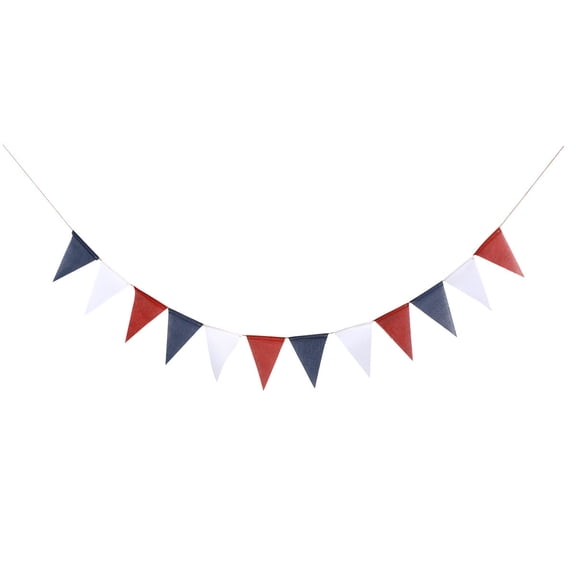 RENACLIPY Burlap Fourth of July Gar Red White Blue Patriotic Party Banner