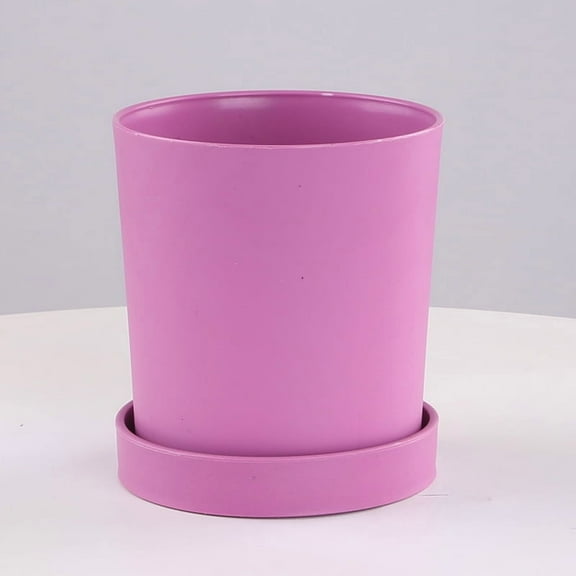 XmhyTop-A 2 Pack Pink Flower Pots, 7.7*7.7*9.6cm Small Plant Pots with Drainage, Indoor Plastic Flower Pots for Home Garden