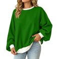 thumbnail image 2 of Color Block Sweatshirt For Women, Crewneck Puff Long Sleeve Tops, Fall Oversized Fashion Casual Pullover Shirts S-XXL, 2 of 7