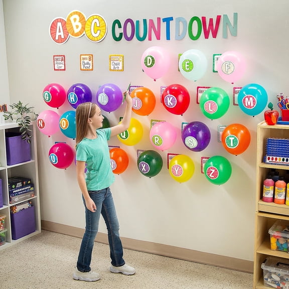 Fun Express ABC Balloon Countdown Cardstock Wall Decorating Kit - 40 Piece