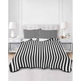 thumbnail image 3 of Black White Stripe Full Size Down Alternative Comforter, Lightweight Comforter Quilt Bedding Set with Pillow Shams Modern Minimalist Geometric Striped All Seasons Bed Comforter Duvet Insert 78"x90", 3 of 7