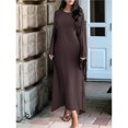 thumbnail image 4 of Vestido Islámico Elegante de Color Liso con Mangas Murciélago para Mujer. Café M, 4 of 7