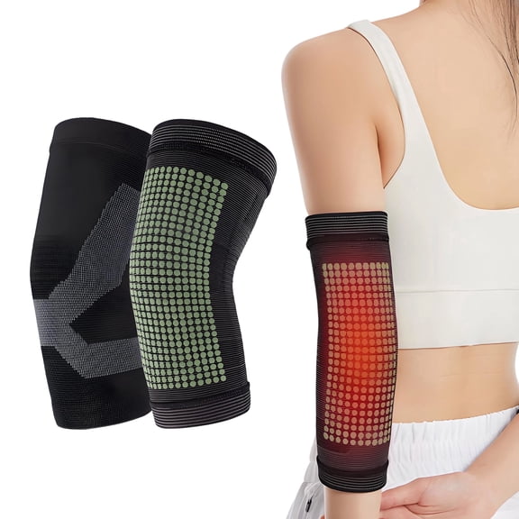BESTSKY 2Pcs Elbow Compression Sleeve,Mugwort Hot Compress Elbow Pads,Tennis Elbow Brace for Women