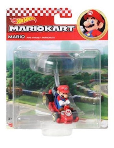 Hot Wheels Mario Kart Character Gliders Set, Bowser, Light-Blue Yoshi, Mario, Toad, 4 Pack GVD30-956M
