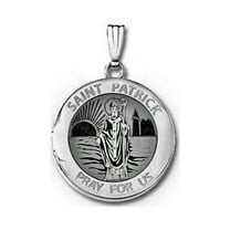 14k White Gold Round St. Patrick Locket - 3/4 in X 3/4 in